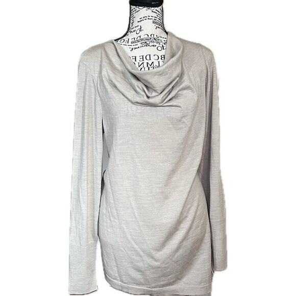 Lafayette 148 Size L Lightweight Wool Cowlneck Sweater Neutral Classic - Picture 1 of 4